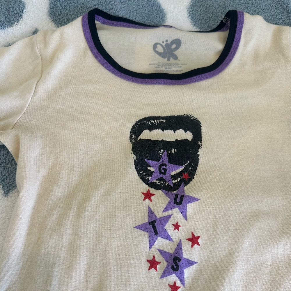 olivia rodrigo guts ringer baby tee merch, size small